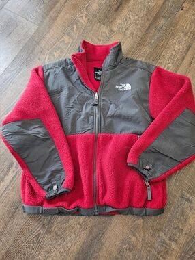 The North Face Red and Gray Cozy Fleece Jacket Youth Medium
